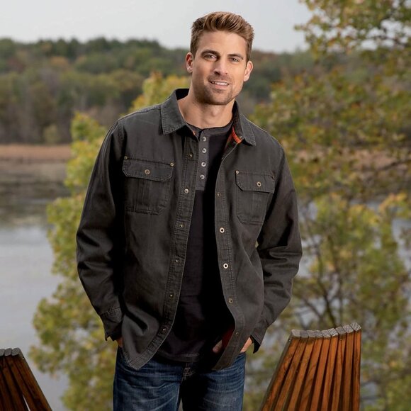 Mens Copper Rust Whitetails Flannel Lined Shirt Jacket Waxed Cotton Water Resis - Picture 3 of 4